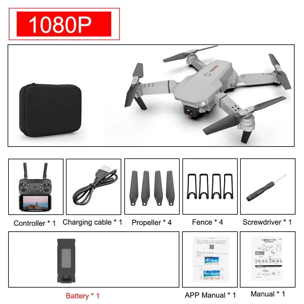 E88 Pro Foldable Quadcopter Drone - WIFI FPV, HD 4K Camera, Altitude Hold - myshop