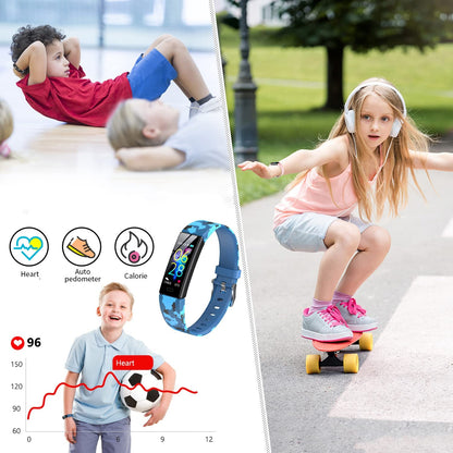 Children's Fitness Tracker Watch, Activity Monitor with Pedometer, Stopwatch, IP68 Waterproof Rating, 11 Sport Modes Smart Watch for Ages 6-16