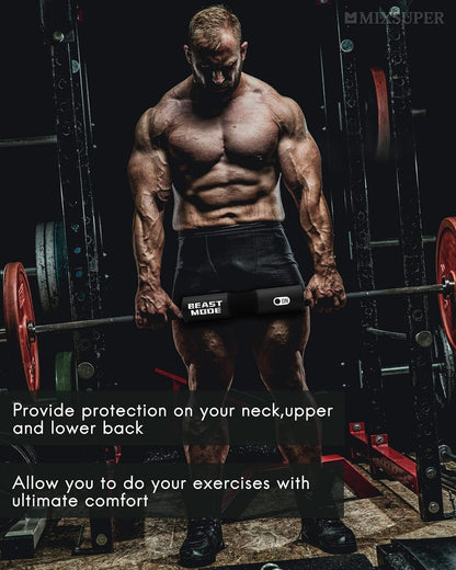 Barbell Squat Pad for Hip Thrusts and Shoulder/Neck Support, Compatible with Olympic and Standard Bars, Includes Straps