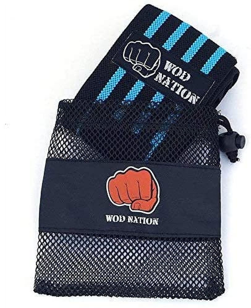 12" Weightlifting Wrist Wraps for Men & Women, Set of 2, Black & Light Blue, Wrist Strap Support for Strength Training, Bodybuilding, Weight Training - myshop