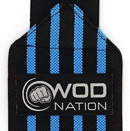 12" Weightlifting Wrist Wraps for Men & Women, Set of 2, Black & Light Blue, Wrist Strap Support for Strength Training, Bodybuilding, Weight Training - myshop