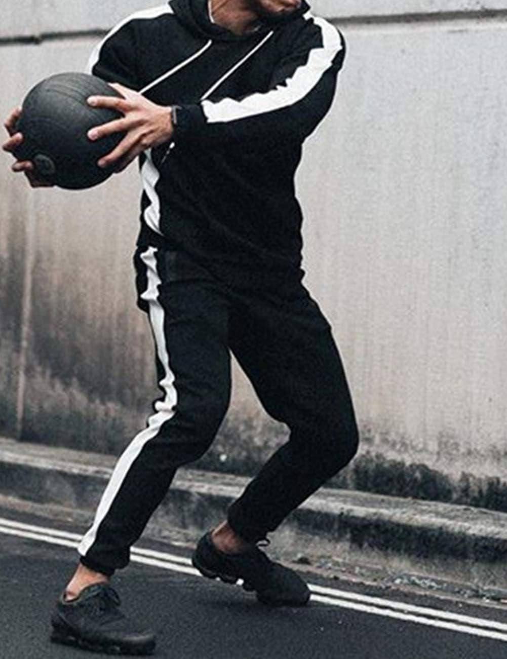 Men's Athletic Cotton Jogger Pants - Stretchy Fitness and Running Trousers in Wine Red