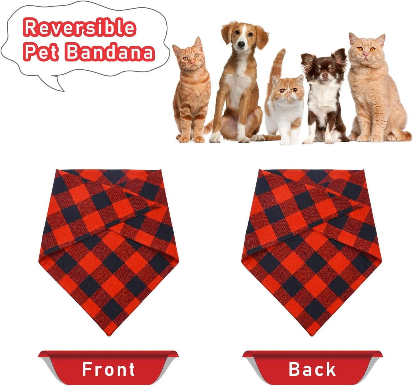 2 Pack Dog Bandanas Christmas Classic Buffalo Red Plaid Pet Scarf Triangle Bibs Kerchief Pet Costume Outfit Accessories for Small Large and Large Dogs Pets (Red + Red Plaid, Small) - myshop