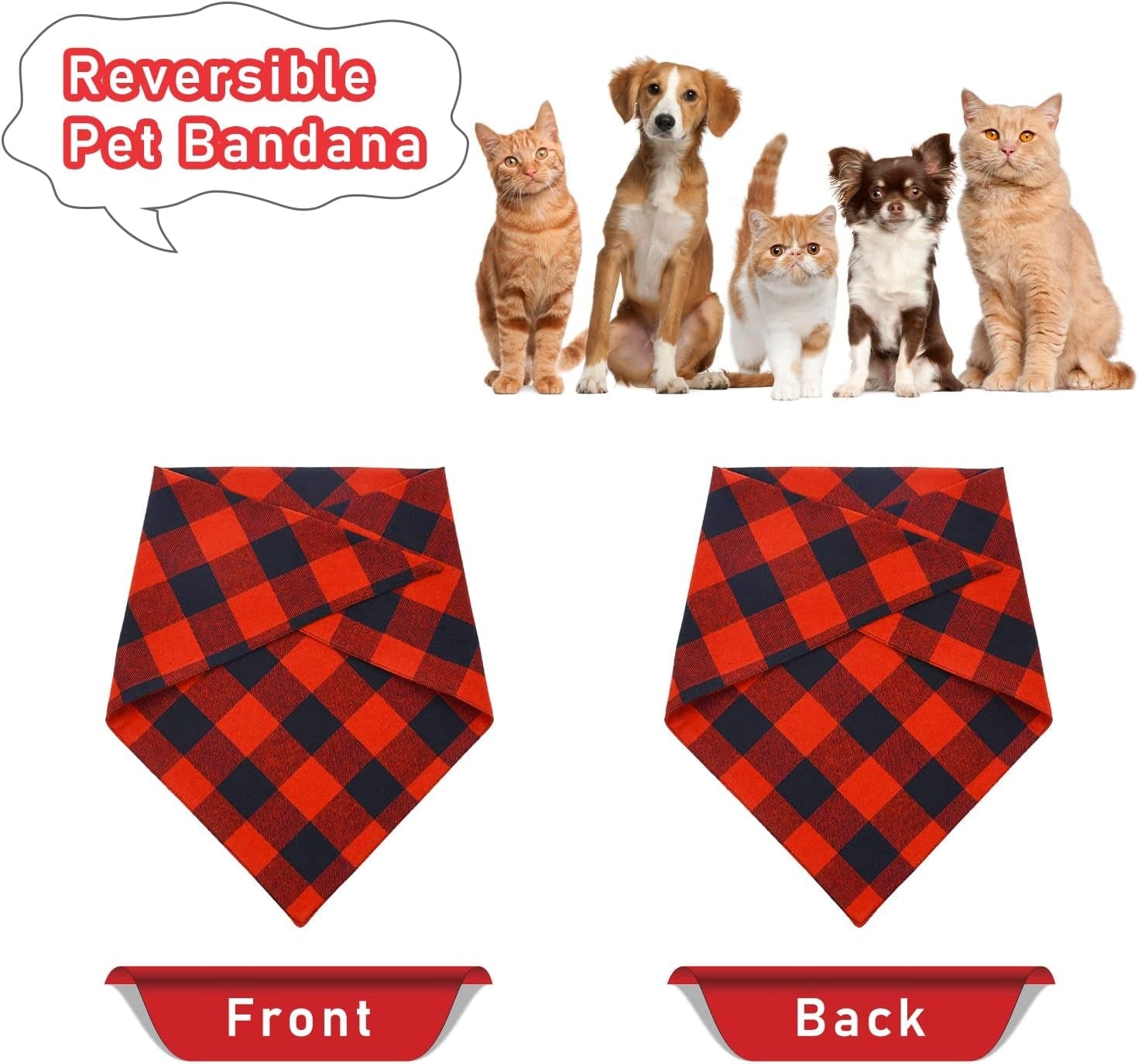 2 Pack Dog Bandanas Christmas Classic Buffalo Red Plaid Pet Scarf Triangle Bibs Kerchief Pet Costume Outfit Accessories for Small Large and Large Dogs Pets (Red + Red Plaid, Small) - myshop