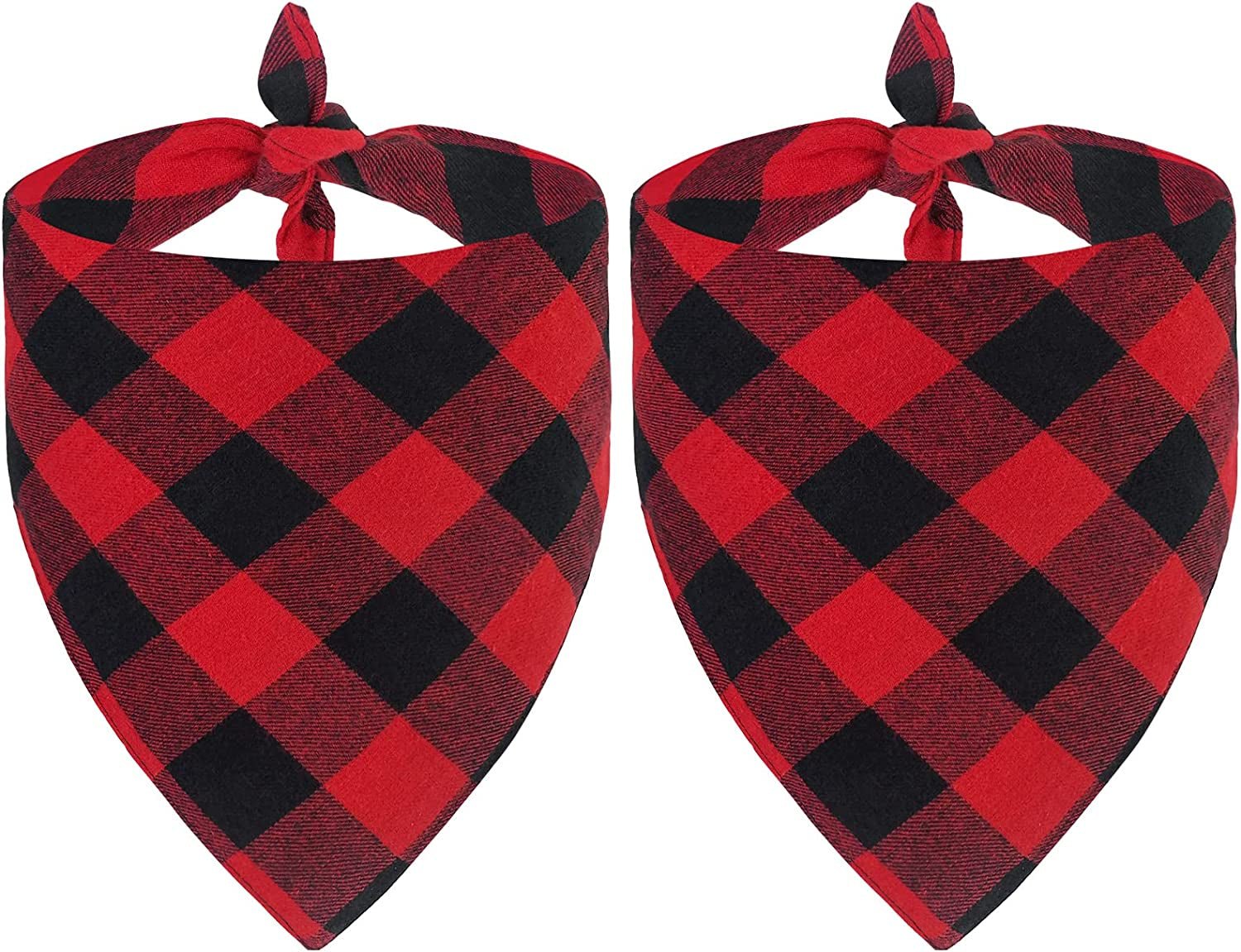 2 Pack Dog Bandanas Christmas Classic Buffalo Red Plaid Pet Scarf Triangle Bibs Kerchief Pet Costume Outfit Accessories for Small Large and Large Dogs Pets (Red + Red Plaid, Small) - myshop