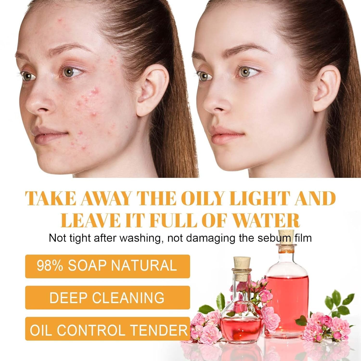 2 Pcs Turmeric Glow Wash Face Wash with Brush, Deep Cleansing Facial Skin Turmeric Foaming Face Wash. - myshop