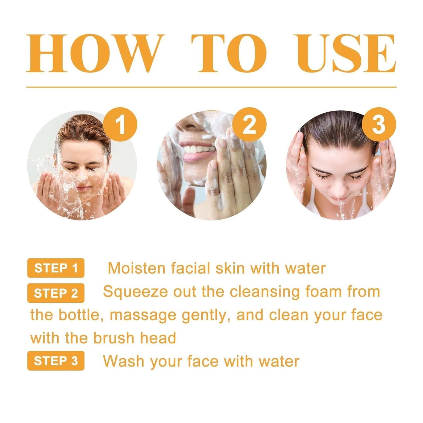 2 Pcs Turmeric Glow Wash Face Wash with Brush, Deep Cleansing Facial Skin Turmeric Foaming Face Wash. - myshop