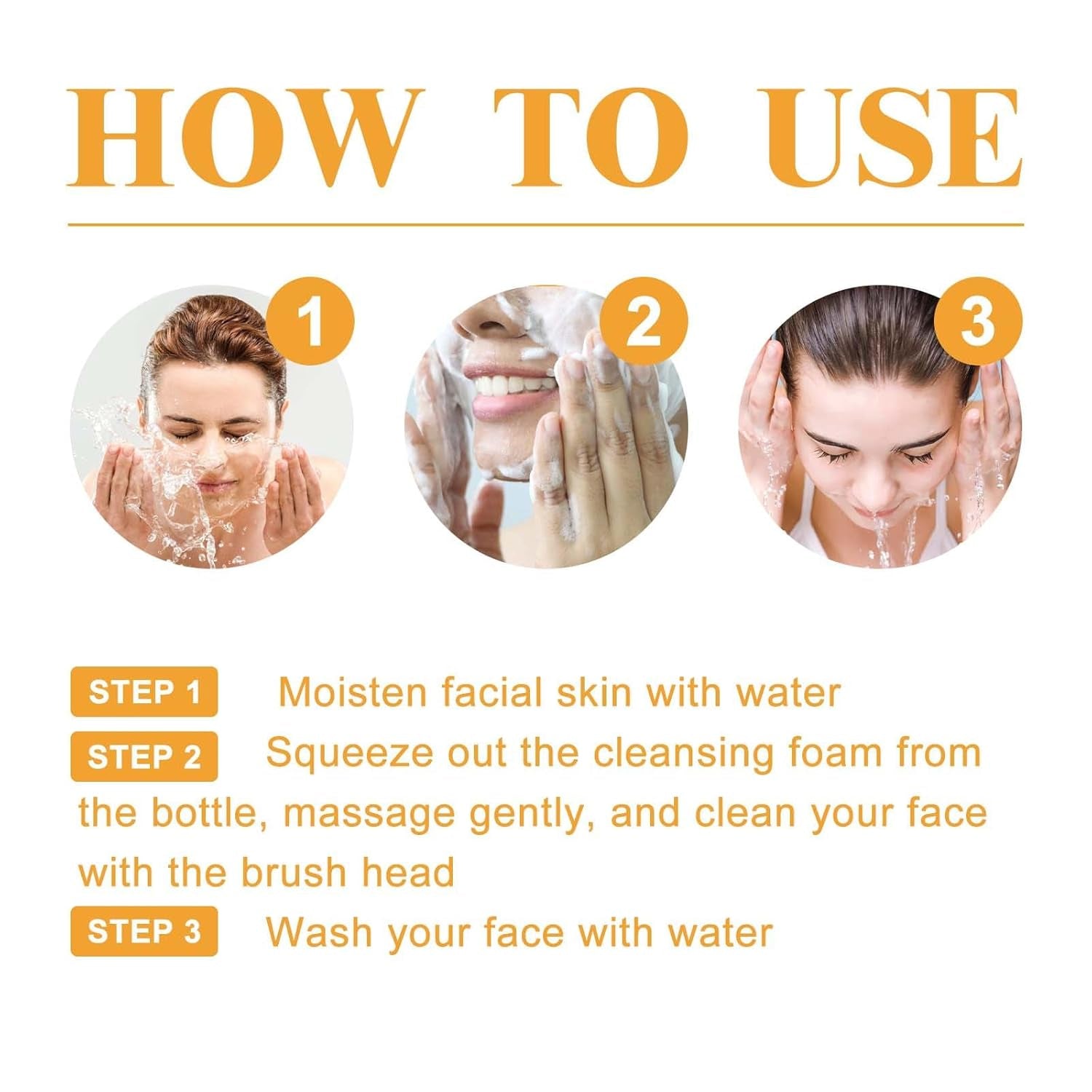 2 Pcs Turmeric Glow Wash Face Wash with Brush, Deep Cleansing Facial Skin Turmeric Foaming Face Wash. - myshop