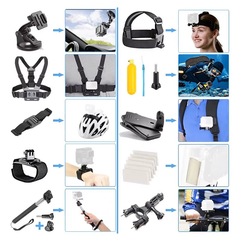 2025 Sports Action Camera Accessories Kits 58 in 1 for All Action Cameras - myshop