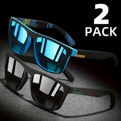 2Pcs Square Polarized Sunglasses anti Glare Sun Shades for Summer Party Vacation Travel Driving Fishing - myshop