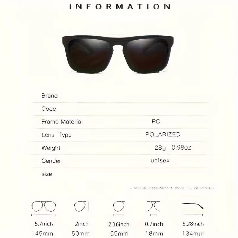 2Pcs Square Polarized Sunglasses anti Glare Sun Shades for Summer Party Vacation Travel Driving Fishing - myshop