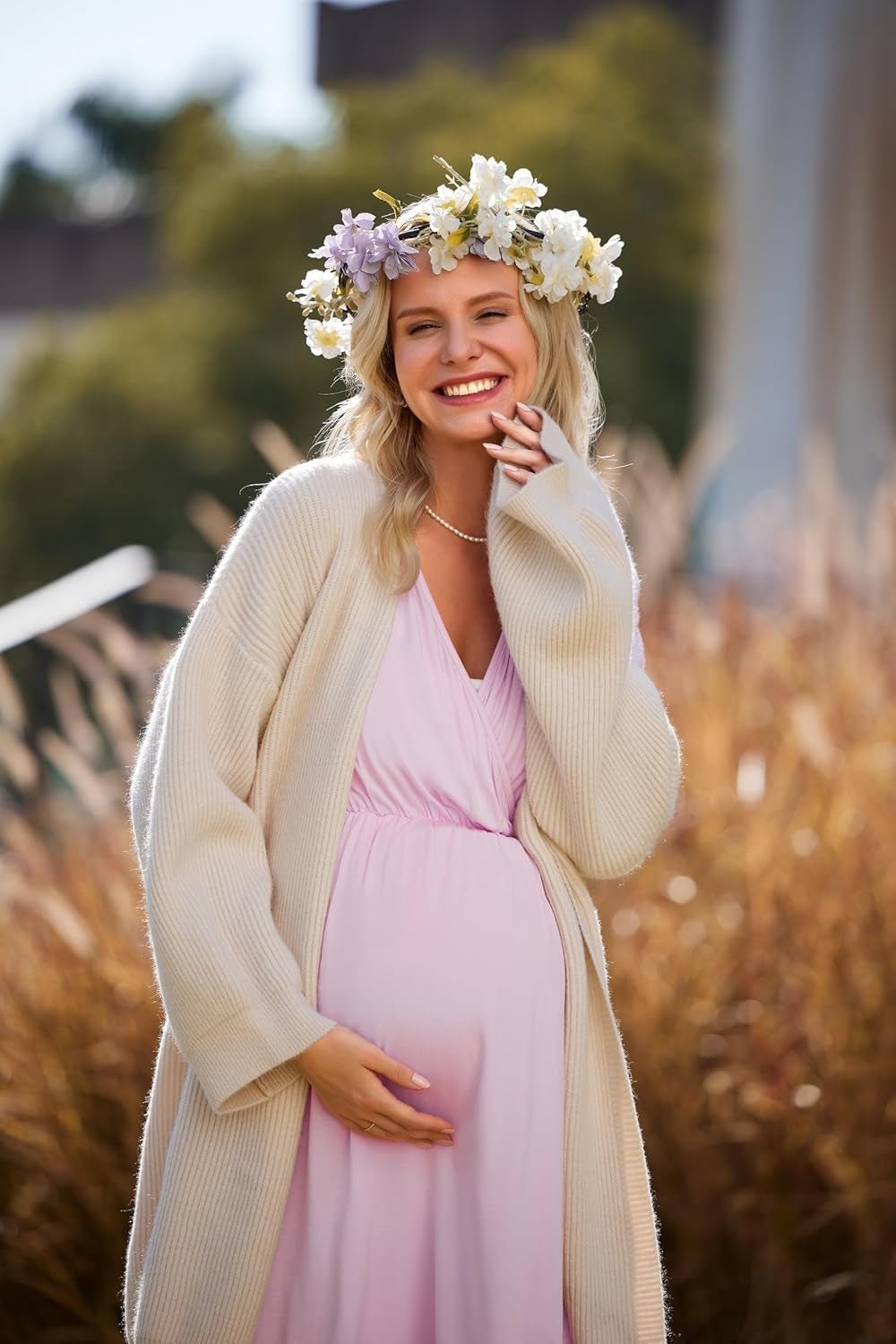 3 in 1 Labor/Delivery/Hospital Gown Maternity Dress Nursing Nightgown Sleepwear for Breastfeeding, Light Pink, Small - myshop