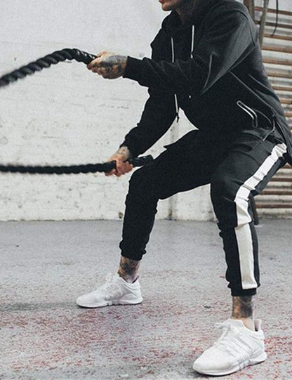 Men's Athletic Cotton Jogger Pants - Stretchy Fitness and Running Trousers in Wine Red