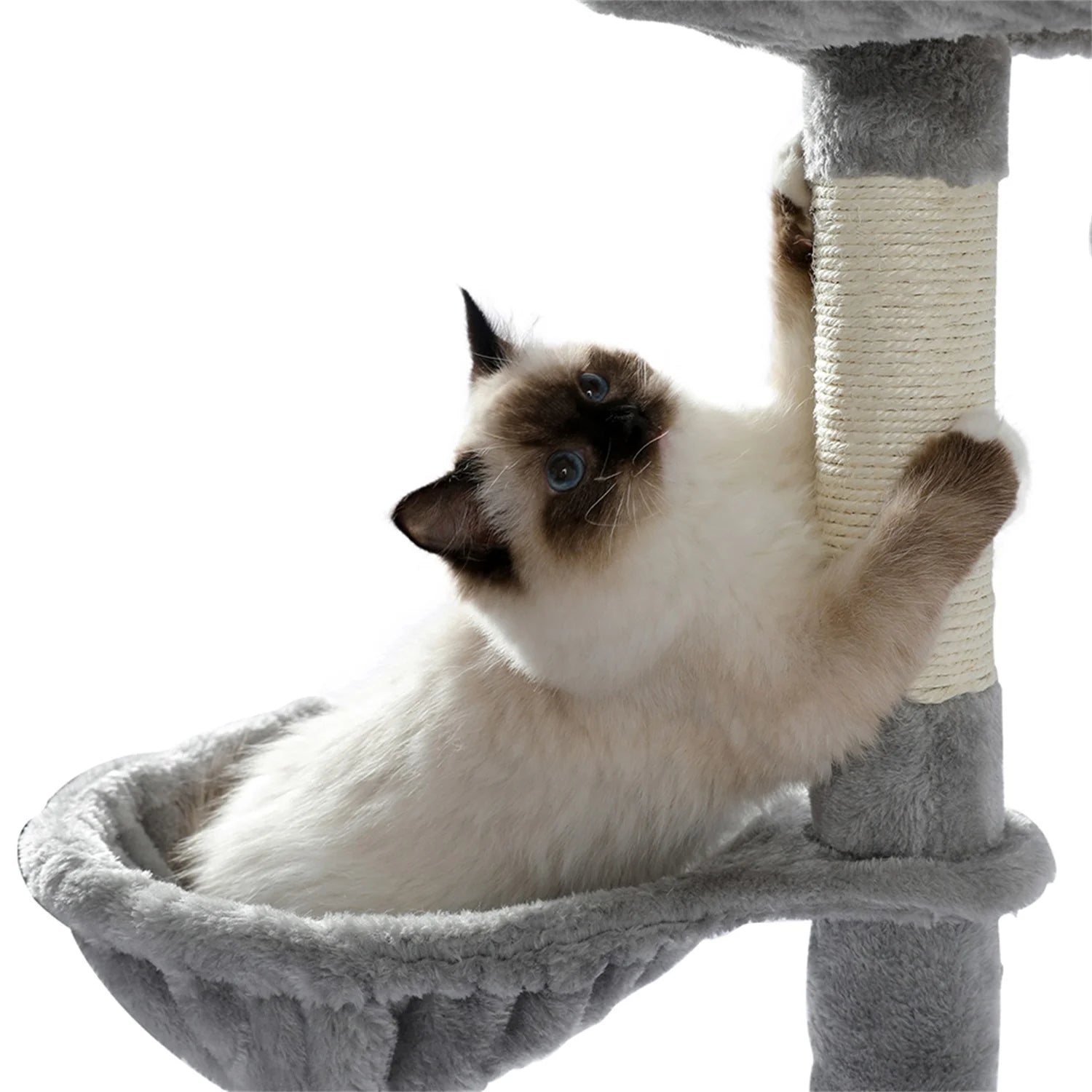 56" Cat Tree for Indoor Cats Cat Condos for Adult Cats with Padded Plush Perch and Cozy Basket Cat Tower for Large Cats , Gray