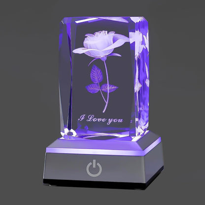 3D Rose Crystal Night Lamp with Adjustable LED Multicolor Lights for Girlfriend, Wife - Valentine'S Day, Anniversary,Birthday Presents, Christmas Gifts for Her - myshop