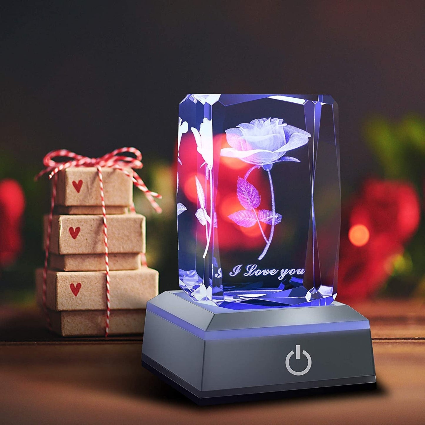 3D Rose Crystal Night Lamp with Adjustable LED Multicolor Lights for Girlfriend, Wife - Valentine'S Day, Anniversary,Birthday Presents, Christmas Gifts for Her - myshop
