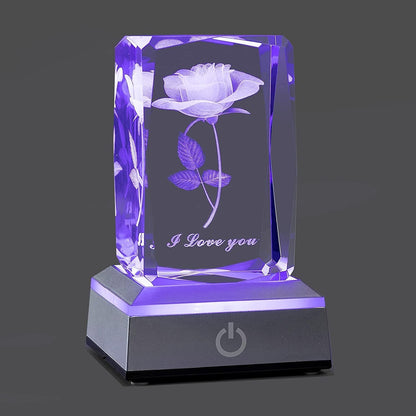 3D Rose Crystal Night Lamp with Adjustable LED Multicolor Lights for Girlfriend, Wife - Valentine'S Day, Anniversary,Birthday Presents, Christmas Gifts for Her - myshop