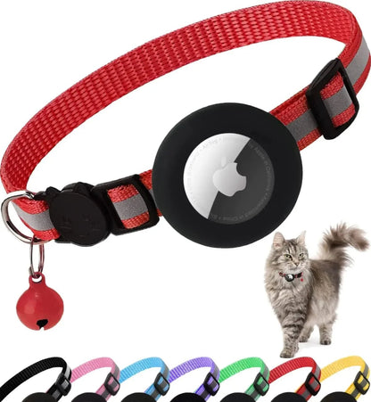 ATUBAN Airtag Cat Collar Breakaway, Reflective Kitten Collar with Apple Air Tag Holder and Bell for Girl Boy Cats, 0.4 Inches - myshop