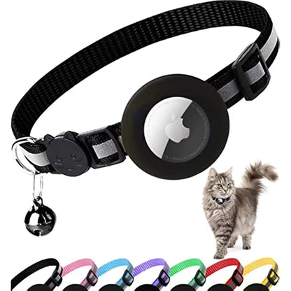 ATUBAN Airtag Cat Collar Breakaway, Reflective Kitten Collar with Apple Air Tag Holder and Bell for Girl Boy Cats, 0.4 Inches - myshop