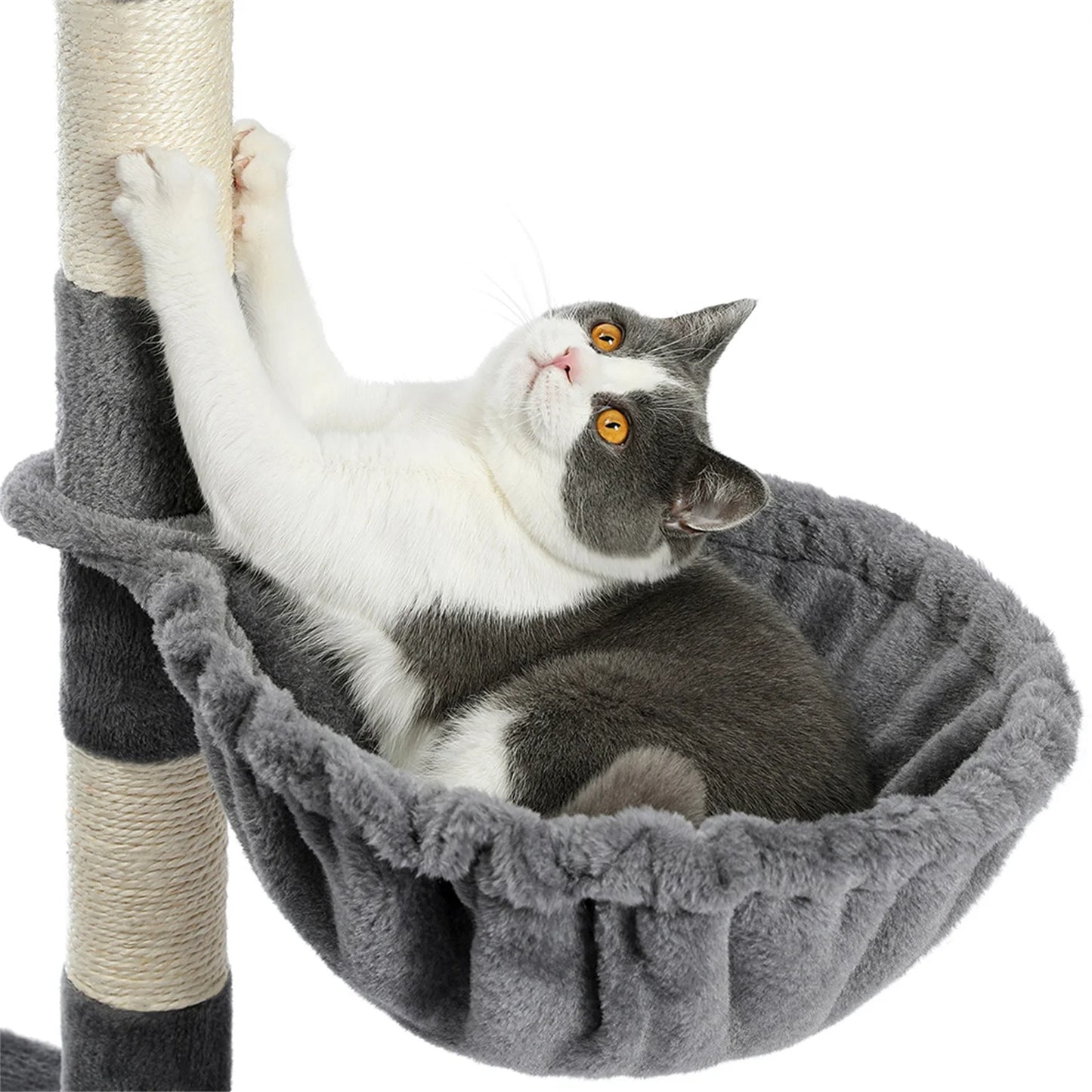 56" Cat Tree for Indoor Cats Cat Condos for Adult Cats with Padded Plush Perch and Cozy Basket Cat Tower for Large Cats , Gray