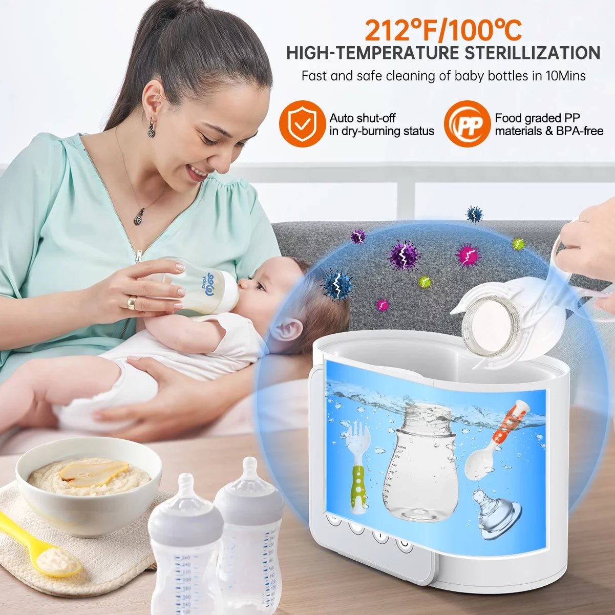 Baby Bottle Warmer, 9 - In - 1 Fast Baby Food Heater & Defrost, Double Bottle Warmer with Appointment &Timer, Bpa - Free, Accurate Temperature Control for Breastmilk & Formula, LCD Display - myshop