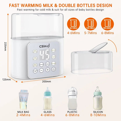 Baby Bottle Warmer, 9 - In - 1 Fast Baby Food Heater & Defrost, Double Bottle Warmer with Appointment &Timer, Bpa - Free, Accurate Temperature Control for Breastmilk & Formula, LCD Display - myshop
