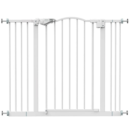 Baby Gate for Stairs and Doorways, 29 - 39.6" W X 30" H Wide Pressure Mounted Gate, Auto - Close Dual Lock Safety Gate, Metal Pet Gate for Dogs, Easy Walk - Through Design for Home,White - myshop