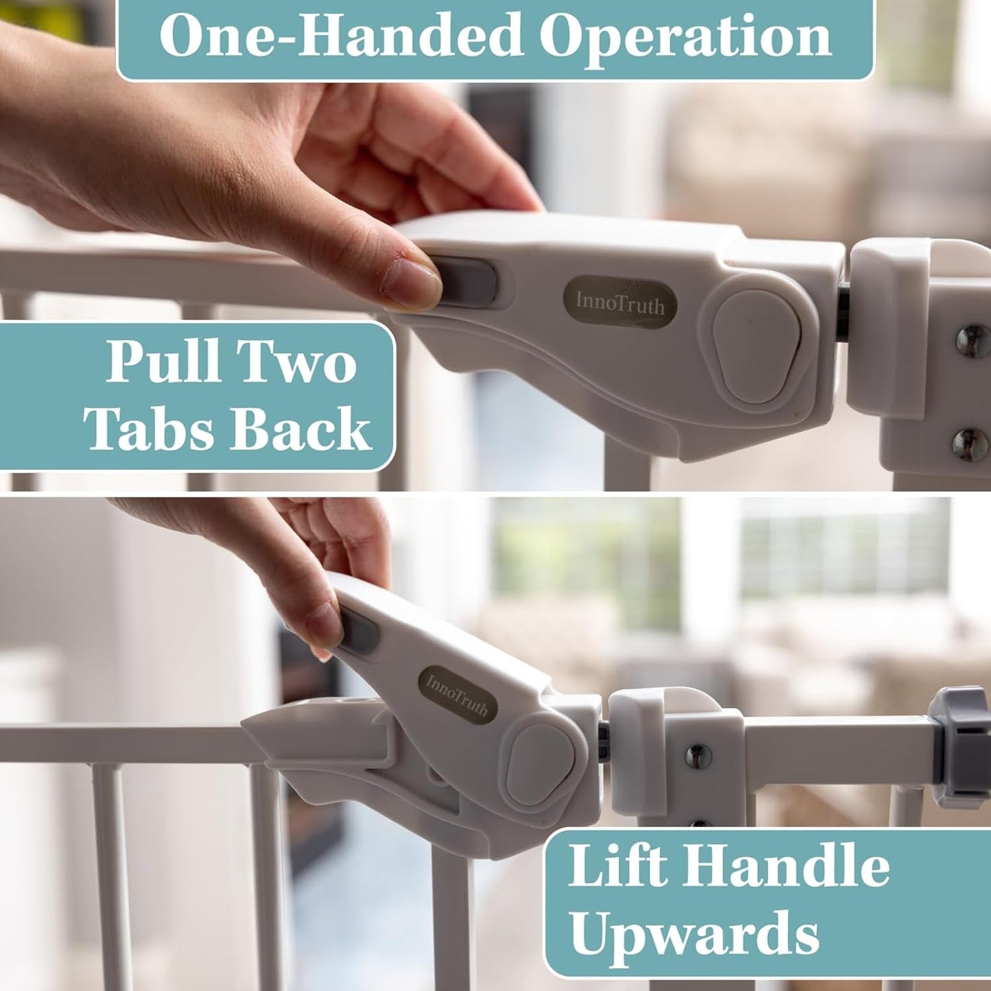 Baby Gate for Stairs and Doorways, 29 - 39.6" W X 30" H Wide Pressure Mounted Gate, Auto - Close Dual Lock Safety Gate, Metal Pet Gate for Dogs, Easy Walk - Through Design for Home,White - myshop