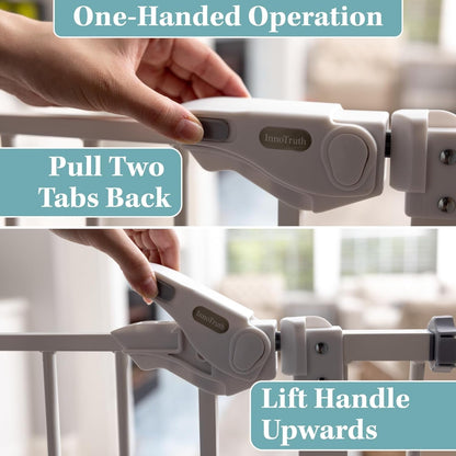 Baby Gate for Stairs and Doorways, 29 - 39.6" W X 30" H Wide Pressure Mounted Gate, Auto - Close Dual Lock Safety Gate, Metal Pet Gate for Dogs, Easy Walk - Through Design for Home,White - myshop