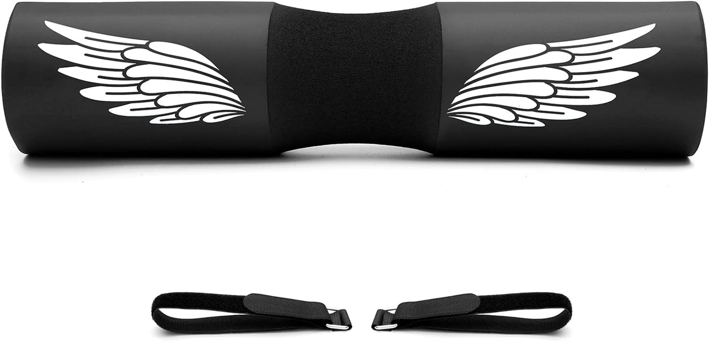 Barbell Squat Pad for Hip Thrusts and Shoulder/Neck Support, Compatible with Olympic and Standard Bars, Includes Straps
