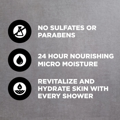 (4 Pack)  Purifying Hydrating Face & Body Wash for Men Charcoal & Clay, 30 Oz