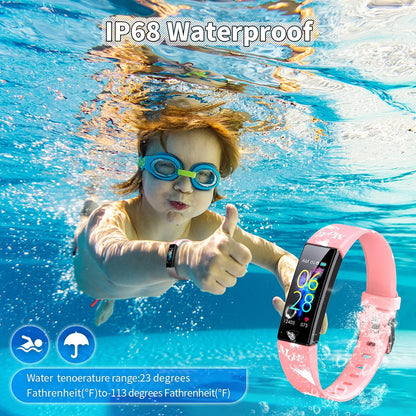 Children's Fitness Tracker Watch, Activity Monitor with Pedometer, Stopwatch, IP68 Waterproof Rating, 11 Sport Modes Smart Watch for Ages 6-16