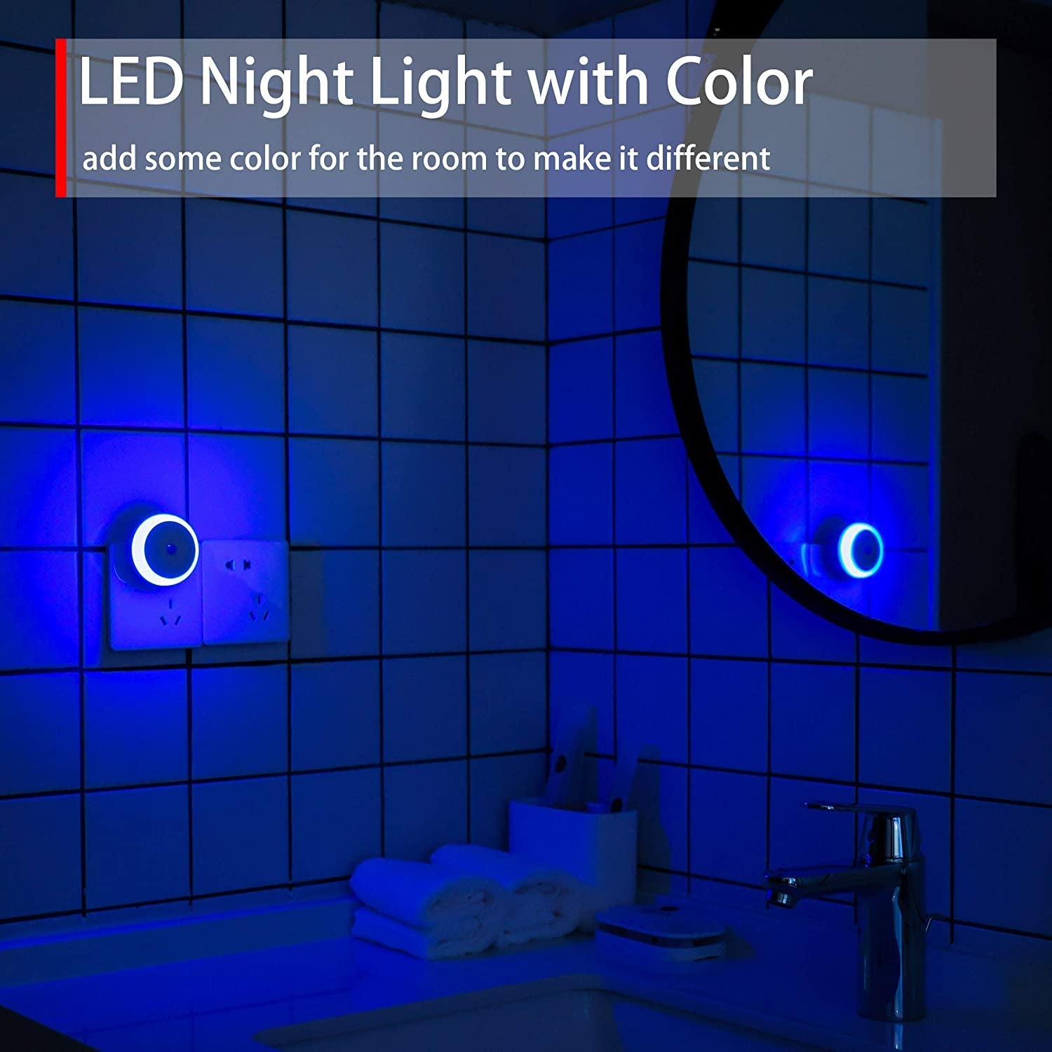 Blue LED Night Light with Dusk to Dawn Smart Sensor, Energy Efficient Plug - In Design for Bathroom, Kitchen, Bedroom, Hallway, and Stairway - 2 Pack - myshop