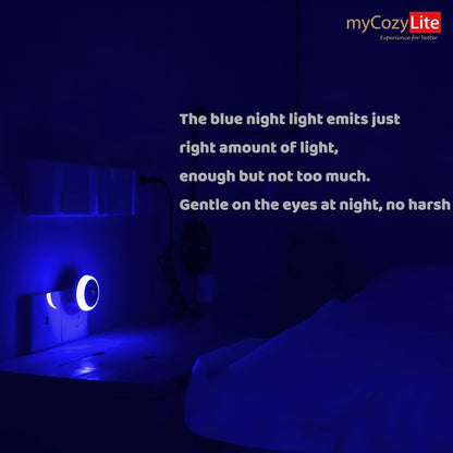 Blue LED Night Light with Dusk to Dawn Smart Sensor, Energy Efficient Plug - In Design for Bathroom, Kitchen, Bedroom, Hallway, and Stairway - 2 Pack - myshop