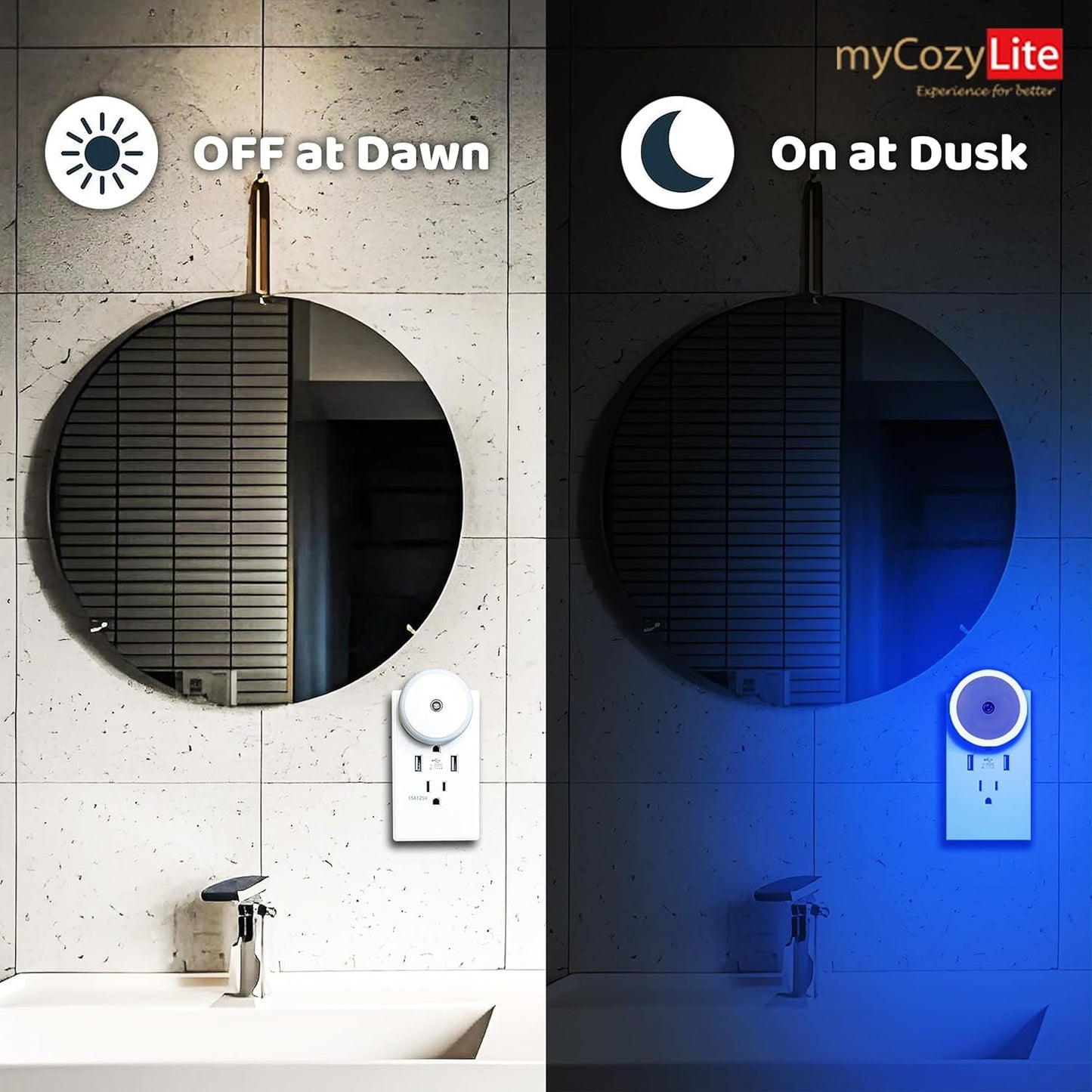 Blue LED Night Light with Dusk to Dawn Smart Sensor, Energy Efficient Plug - In Design for Bathroom, Kitchen, Bedroom, Hallway, and Stairway - 2 Pack - myshop