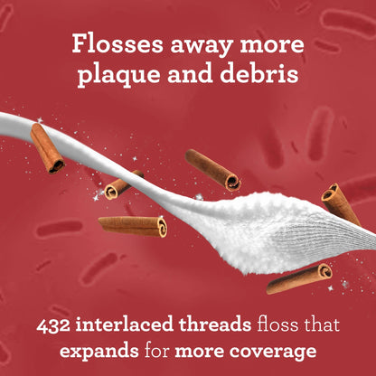 (3 Pack)  Expandable Waxed Dental Floss - Deep Gentle String Floss - Cinnamon Flavor - 55 Yards