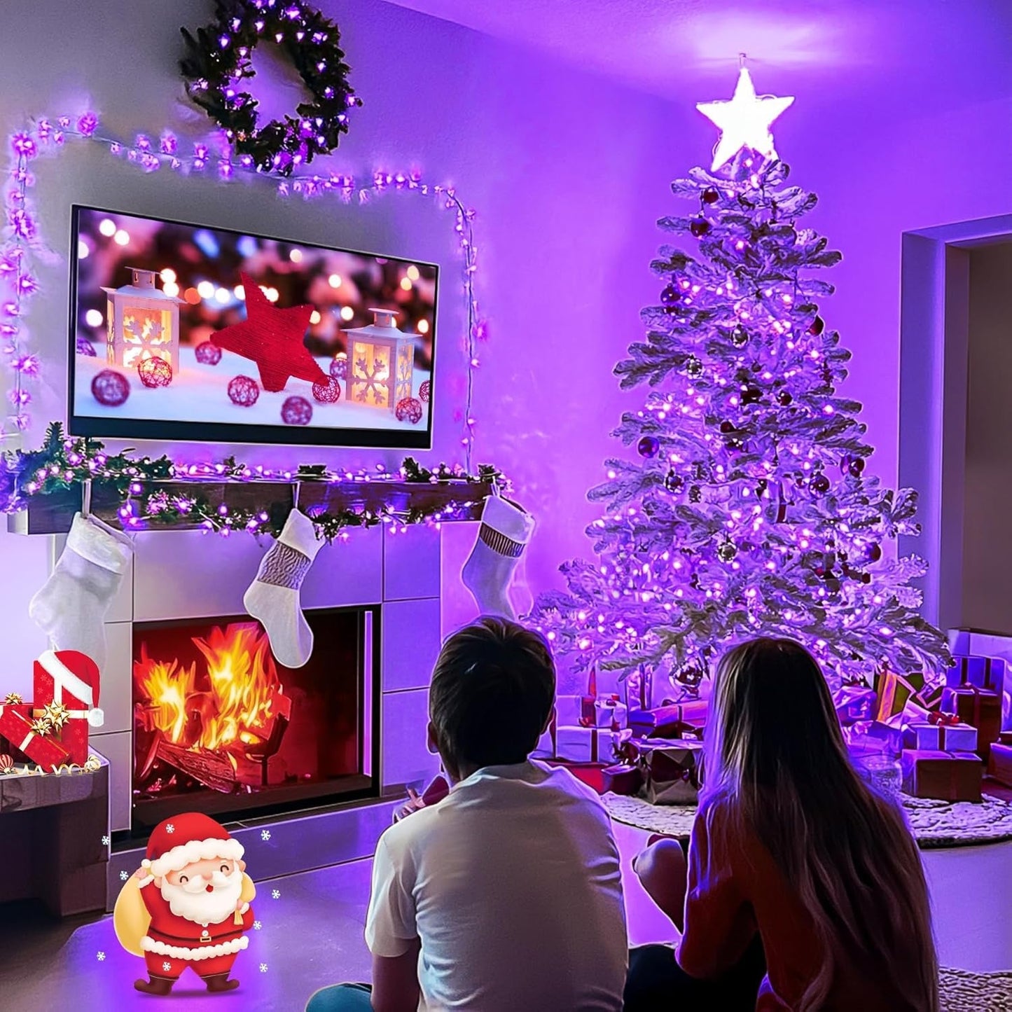 Connectable 100 LED Purple Christmas Lights Indoor, 8 Modes Plug in Purple String Lights Clear Wire, 33Ft Christmas Tree Light Outdoor for Xmas Tree, Garden, Bedroom - myshop