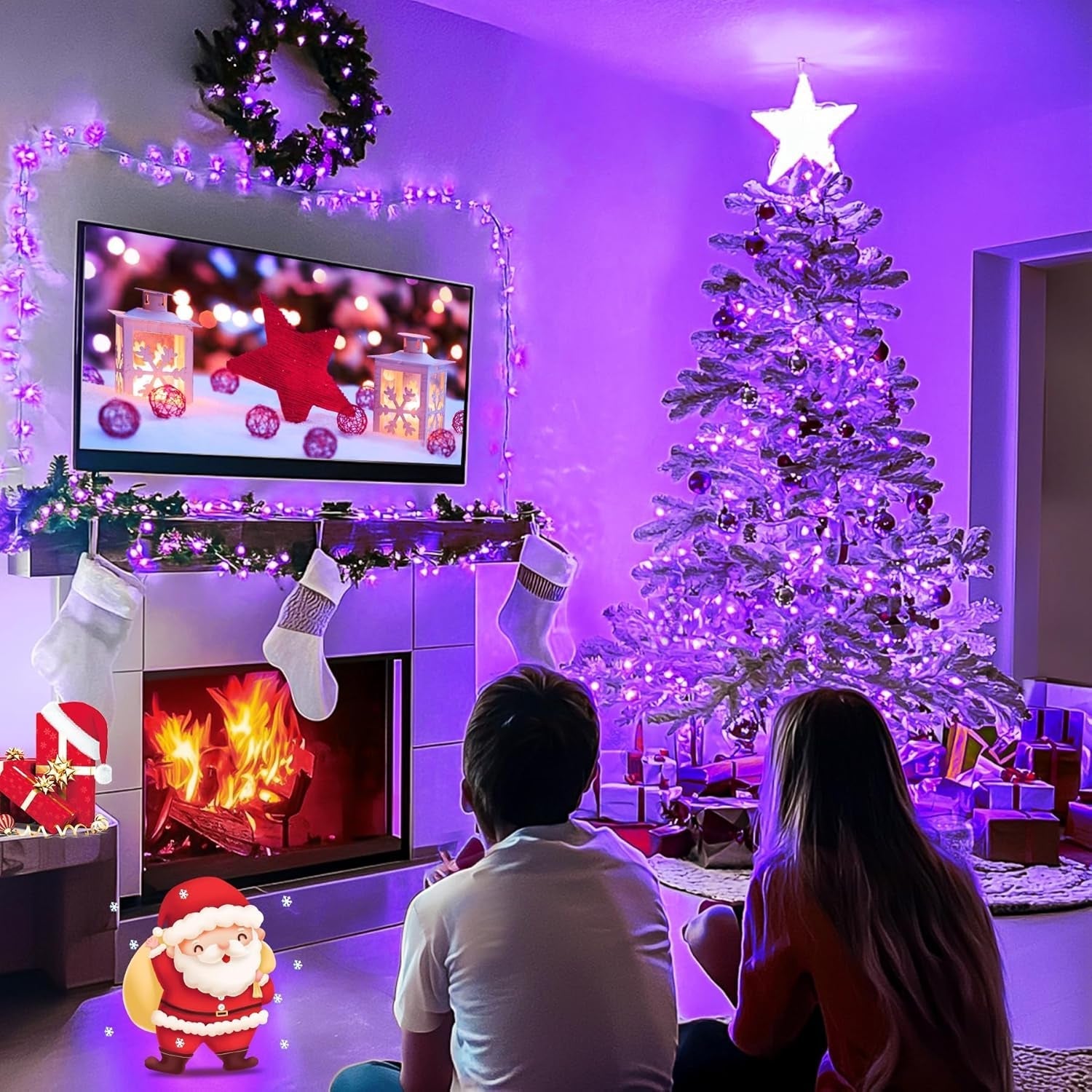 Connectable 100 LED Purple Christmas Lights Indoor, 8 Modes Plug in Purple String Lights Clear Wire, 33Ft Christmas Tree Light Outdoor for Xmas Tree, Garden, Bedroom - myshop