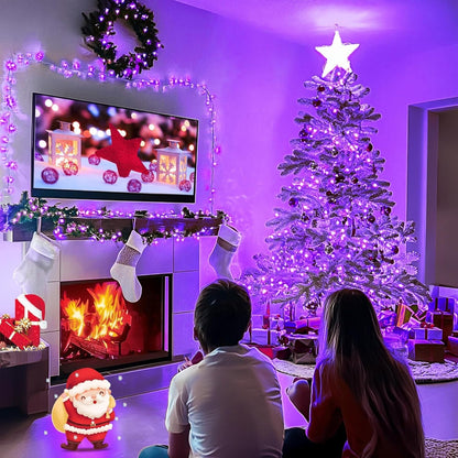 Connectable 100 LED Purple Christmas Lights Indoor, 8 Modes Plug in Purple String Lights Clear Wire, 33Ft Christmas Tree Light Outdoor for Xmas Tree, Garden, Bedroom - myshop