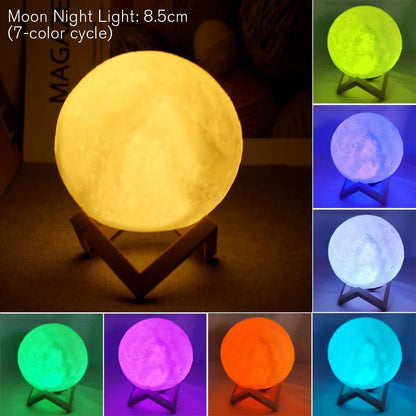 D5 Starry Moon Lamp 8Cm - LED Night Light with Stand, Perfect for Bedroom Decor and Gifts - myshop