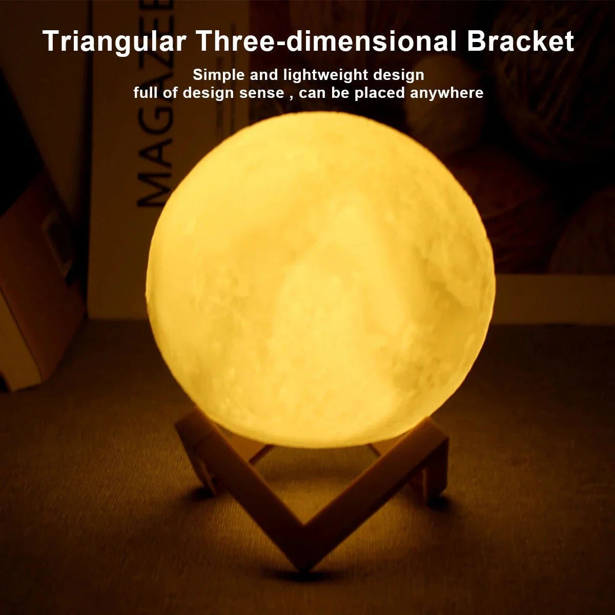 D5 Starry Moon Lamp 8Cm - LED Night Light with Stand, Perfect for Bedroom Decor and Gifts - myshop