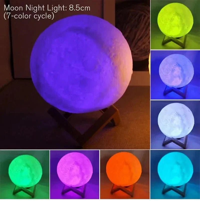 D5 Starry Moon Lamp 8Cm - LED Night Light with Stand, Perfect for Bedroom Decor and Gifts - myshop