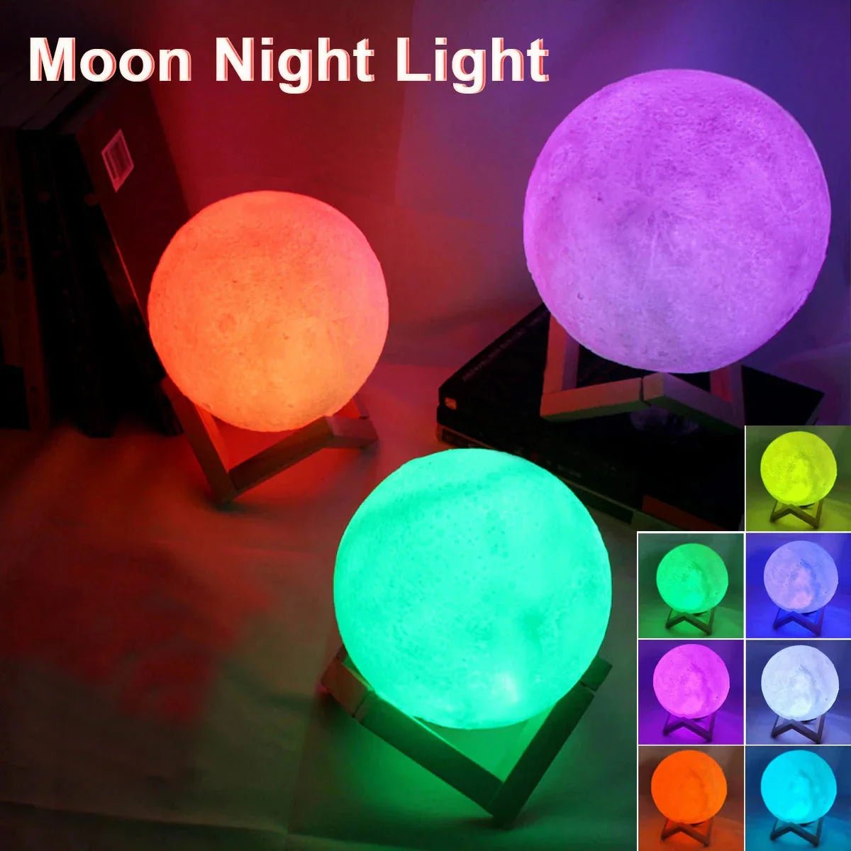D5 Starry Moon Lamp 8Cm - LED Night Light with Stand, Perfect for Bedroom Decor and Gifts - myshop