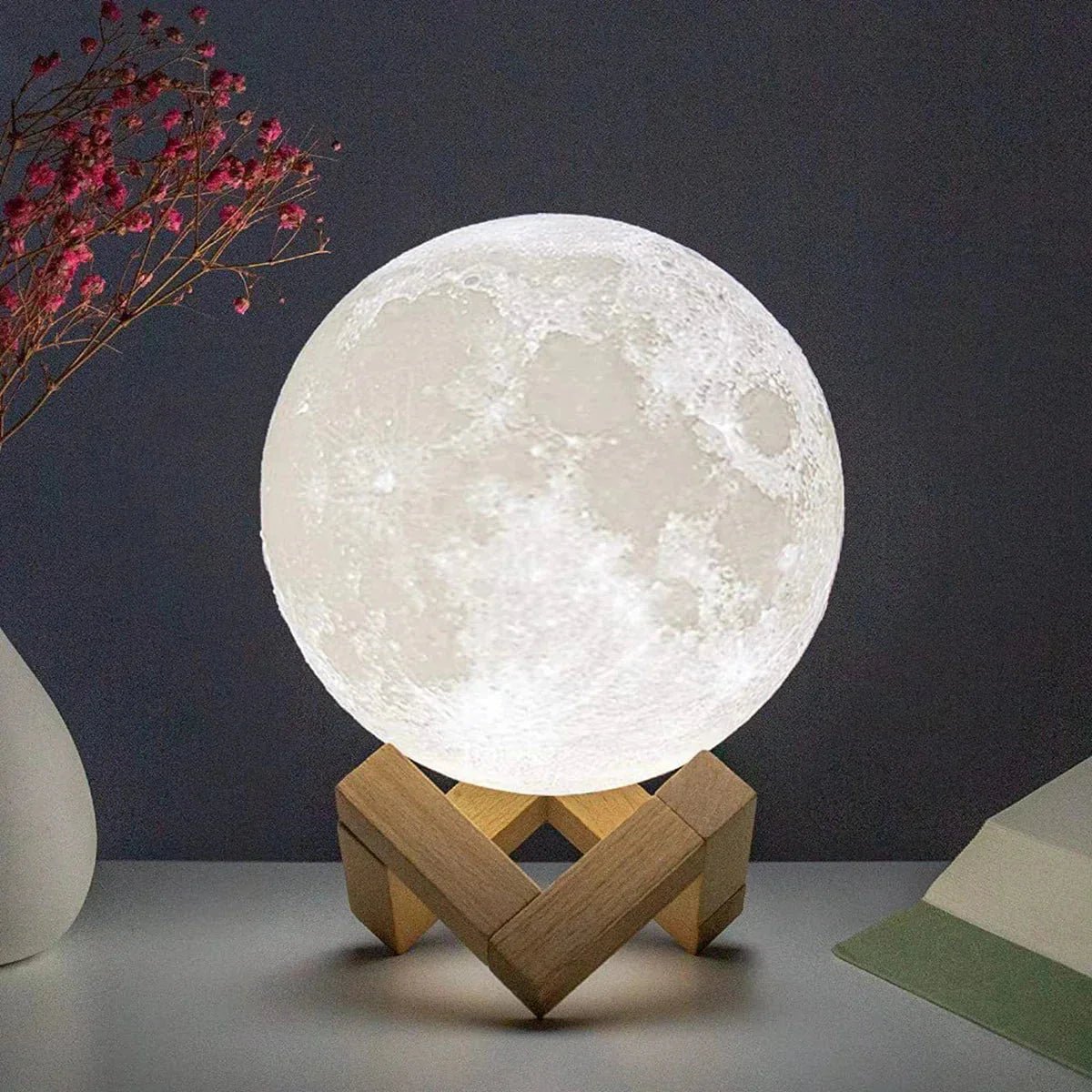 D5 Starry Moon Lamp 8Cm - LED Night Light with Stand, Perfect for Bedroom Decor and Gifts - myshop
