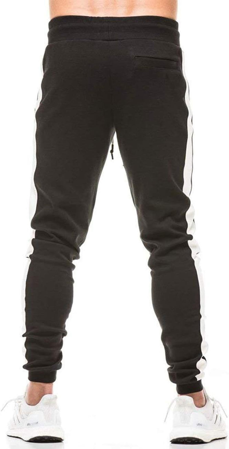 Men's Athletic Cotton Jogger Pants - Stretchy Fitness and Running Trousers in Wine Red