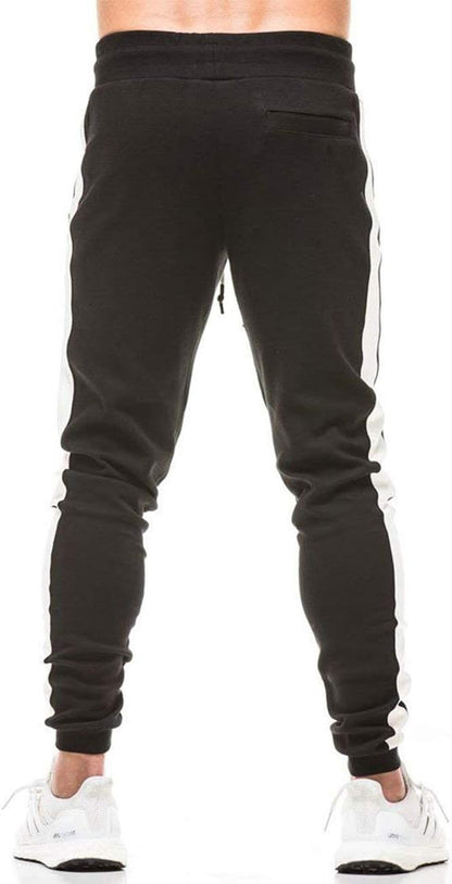 Men's Athletic Cotton Jogger Pants - Stretchy Fitness and Running Trousers in Wine Red