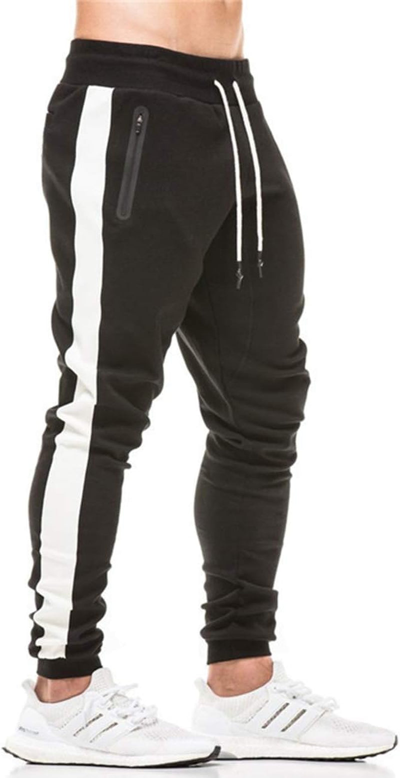 Men's Athletic Cotton Jogger Pants - Stretchy Fitness and Running Trousers in Wine Red