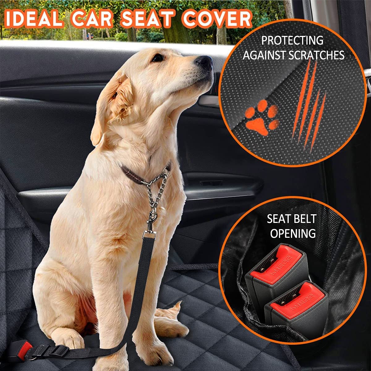 Dog Car Seat Cover, Back Seat Cover for Dogs Pet Car Seat Protector Waterproof Bench Car Seat Cover, Non - Slip Reat Seat Cover Fits Middle Armrest for Most Cars Trucks Suvs - Black - myshop