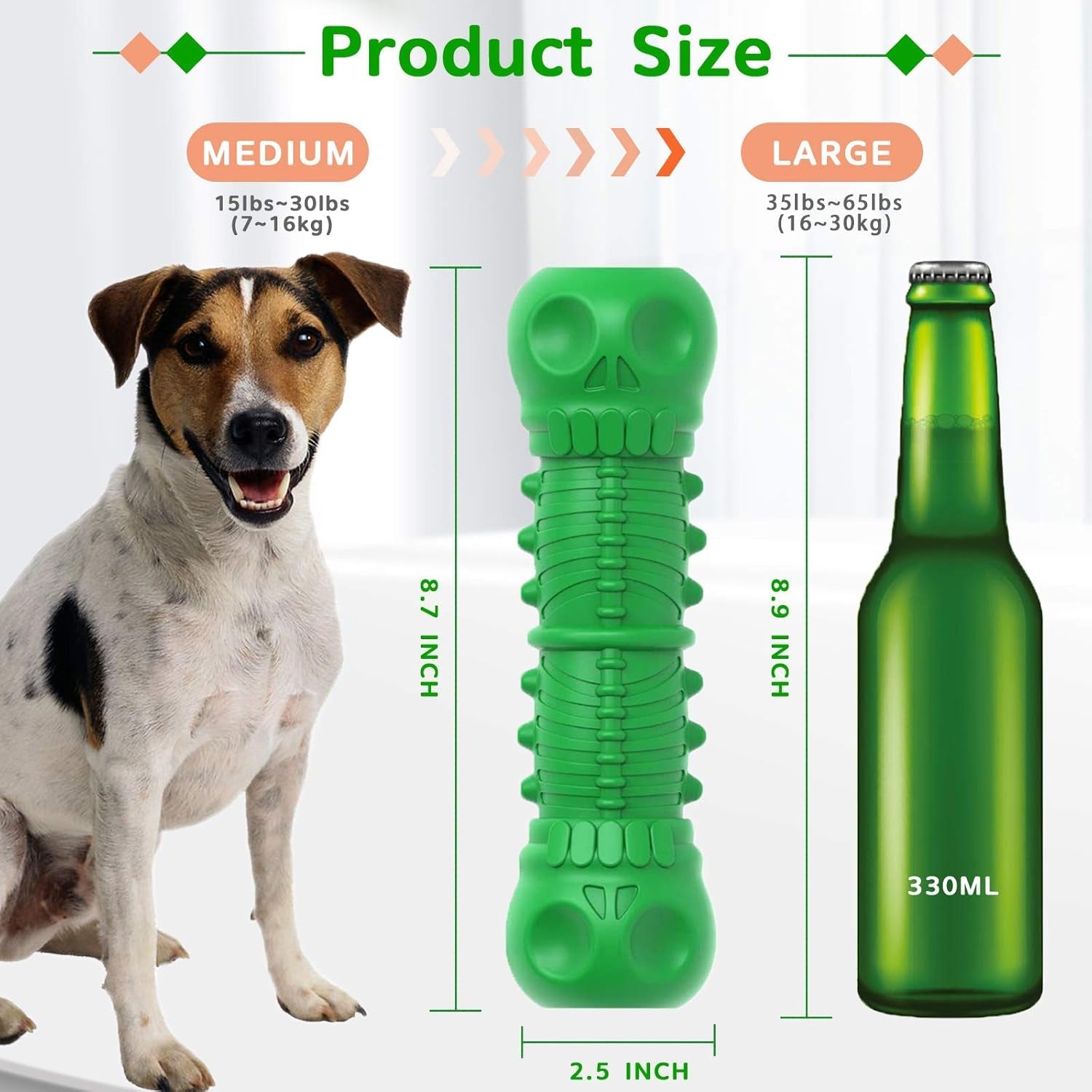 Dog Squeaky Toys Almost Indestructible Tough Durable Dog Toys Dog Chew Green Toys Large Medium Dogs Aggressive Chewers Stick Toys Chew Toys,Milk Flavor Non - Toxic Natural Rubber Skulls Dog Toys - myshop