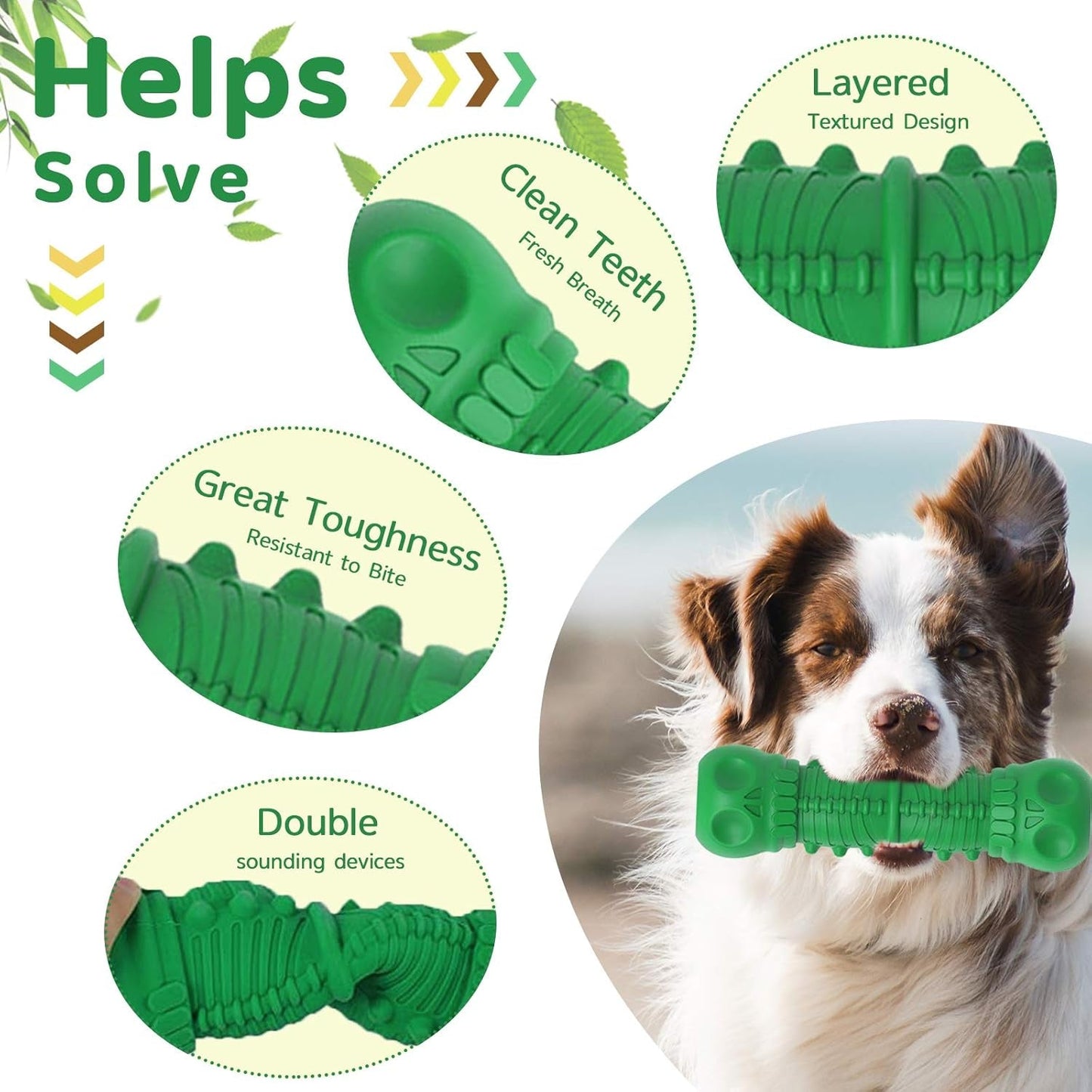 Dog Squeaky Toys Almost Indestructible Tough Durable Dog Toys Dog Chew Green Toys Large Medium Dogs Aggressive Chewers Stick Toys Chew Toys,Milk Flavor Non - Toxic Natural Rubber Skulls Dog Toys - myshop